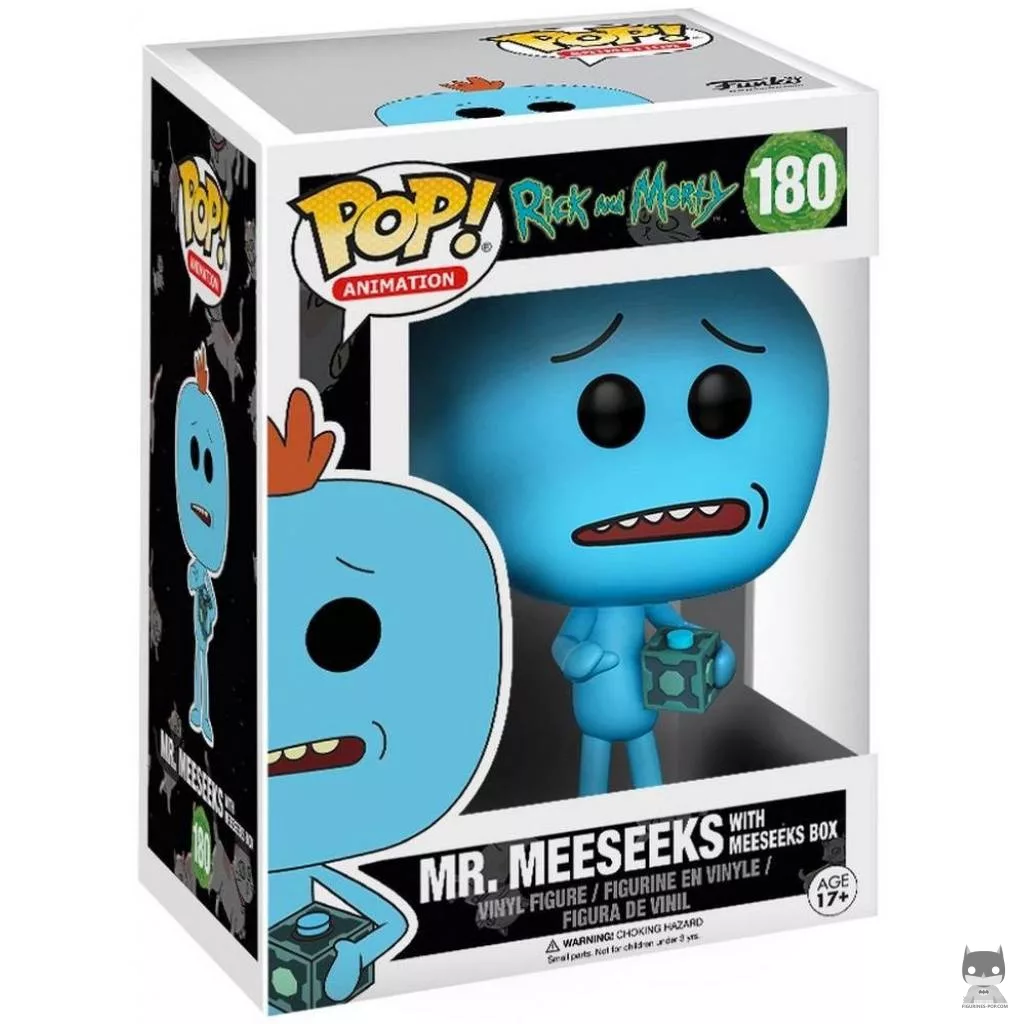 Figura Funko Pop! Mr. Meeseeks con la caja Meeseeks en su caja