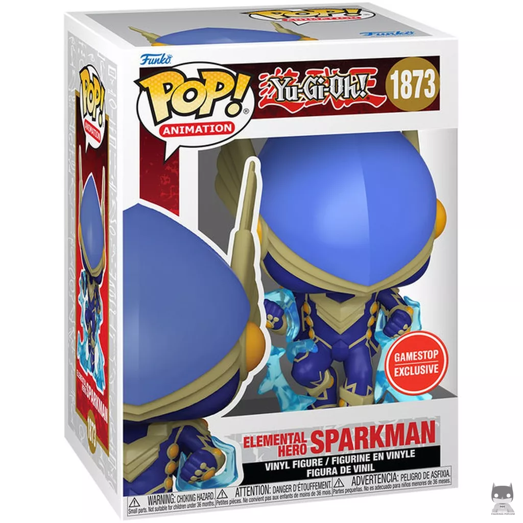 Figura Funko Pop! Héroe Elemental Sparkman en su caja