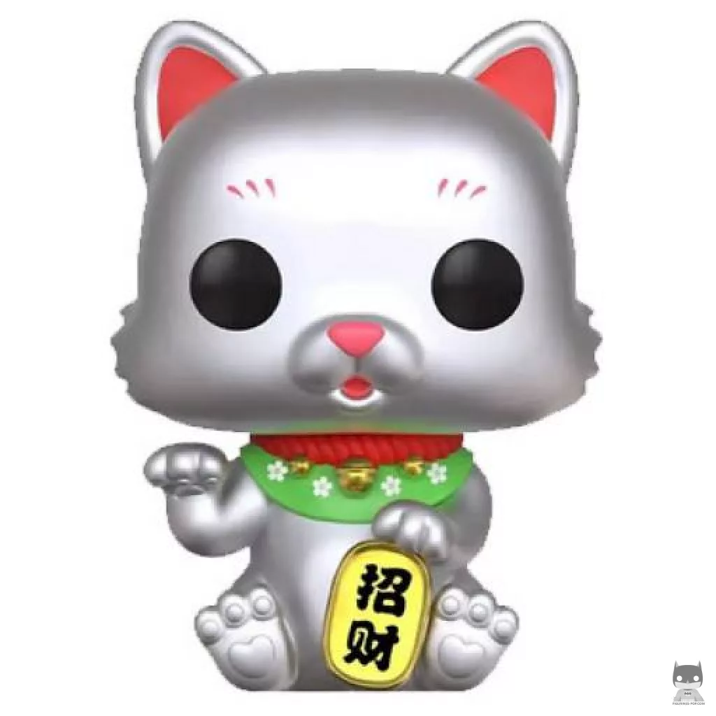Figura Funko Pop! Gato de la suerte (Plateado & Metalizado) (Lucky Cat)