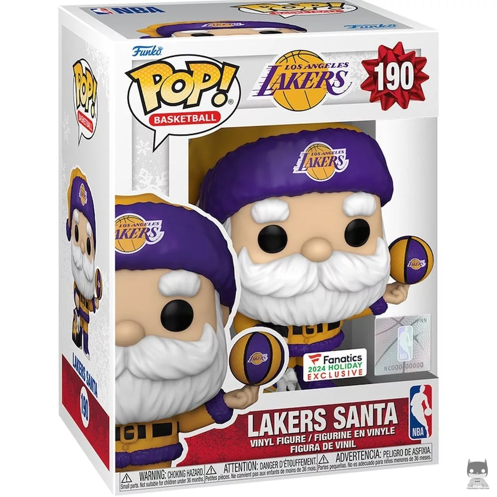 Figura Funko Pop! Papá Noel de los Lakers en su caja