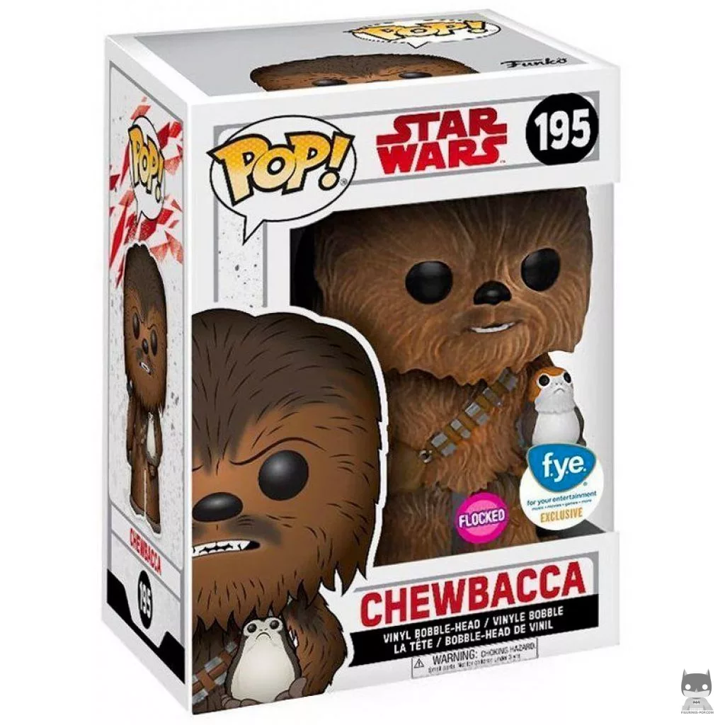 Figura Funko Pop! Chewbacca con porgs (Flocado) en su caja