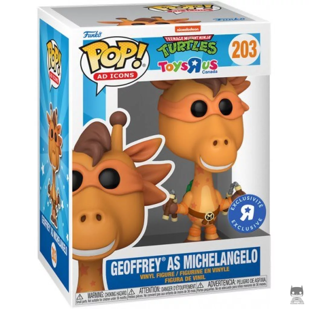 Figura Funko Pop! Geoffrey como Miguel Ángel en su caja
