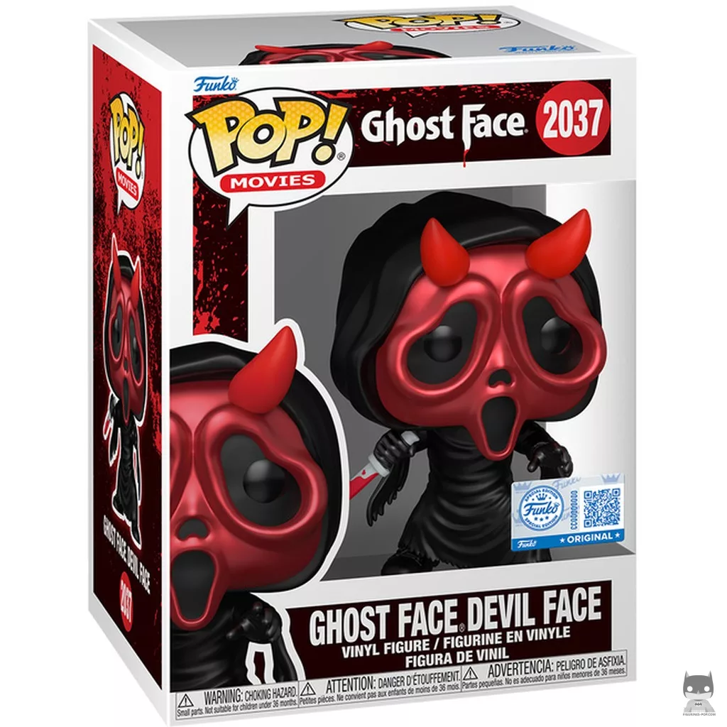 Figura Funko Pop! Ghost Face cara de diablo (Cromado) en su caja