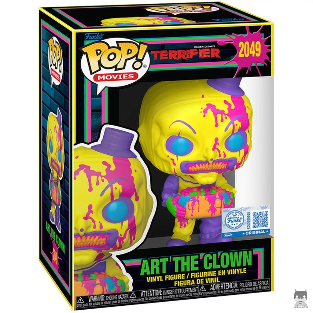 Figura Funko Pop! Art el Payaso con cabeza (Luz negra) en su caja