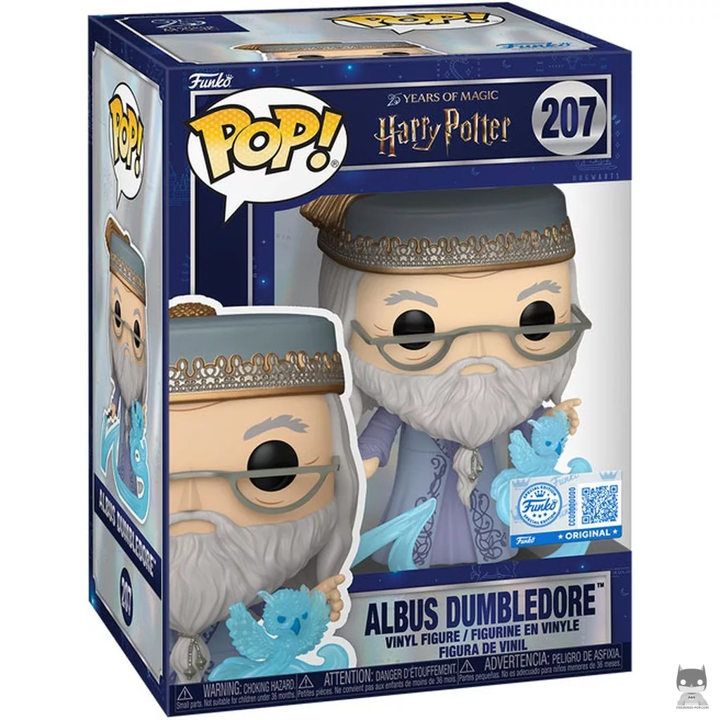 Figura Funko Pop! Albus Dumbledore con su patronus (Fénix) en su caja