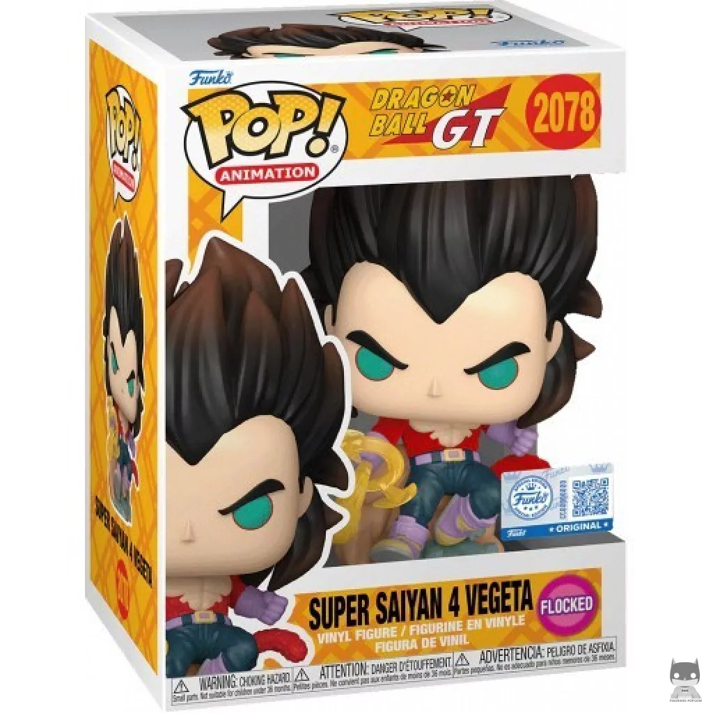 Figura Funko Pop! Vegeta Super Saiyan 4 (Flocado) en su caja