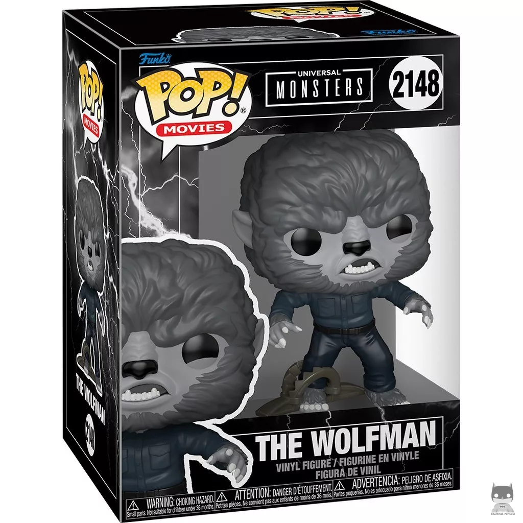 Figura Funko Pop! El Hombre Lobo (Blanco y negro) en su caja