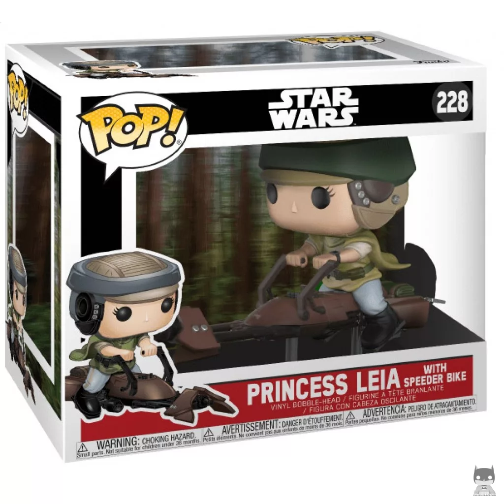 Figura Funko Pop! Princesa Leia con moto deslizadora en su caja