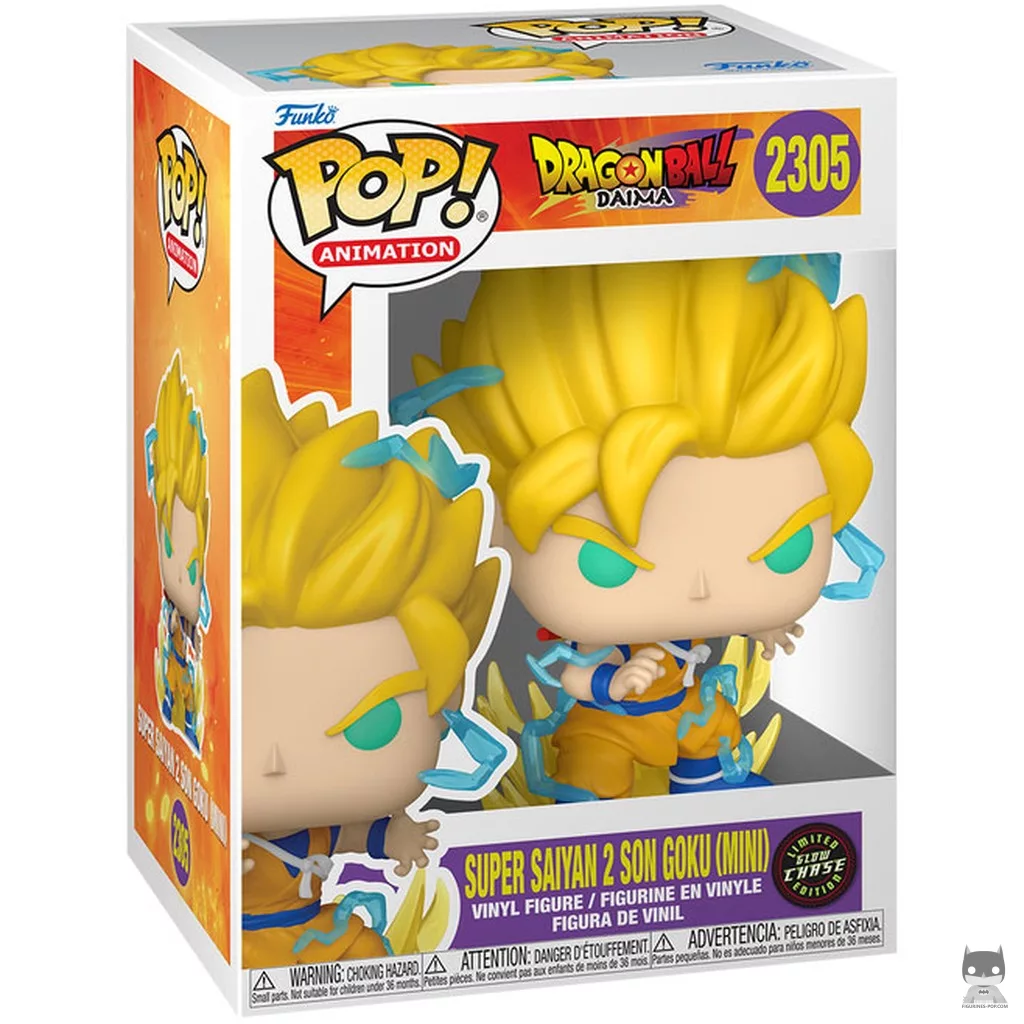 Figura Funko Pop! Son Goku Super Saiyan 2 (Mini) (Chase & Brilla en la oscuridad) en su caja