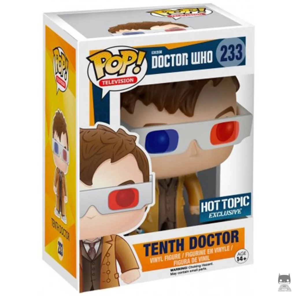 Figura Funko Pop! Décimo Doctor (Gafas 3D) en su caja