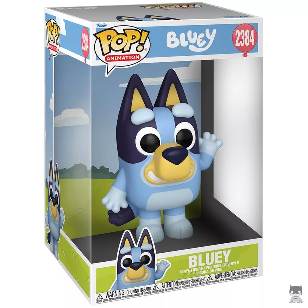 Figura Funko Pop! Bluey (Supersized) en su caja