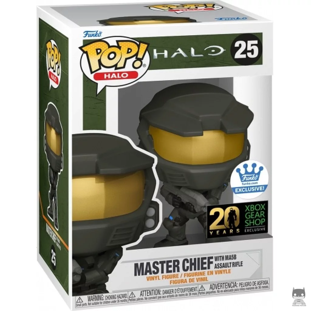 Figura Funko Pop! Jefe Maestro con fusil de asalto MA5B en su caja