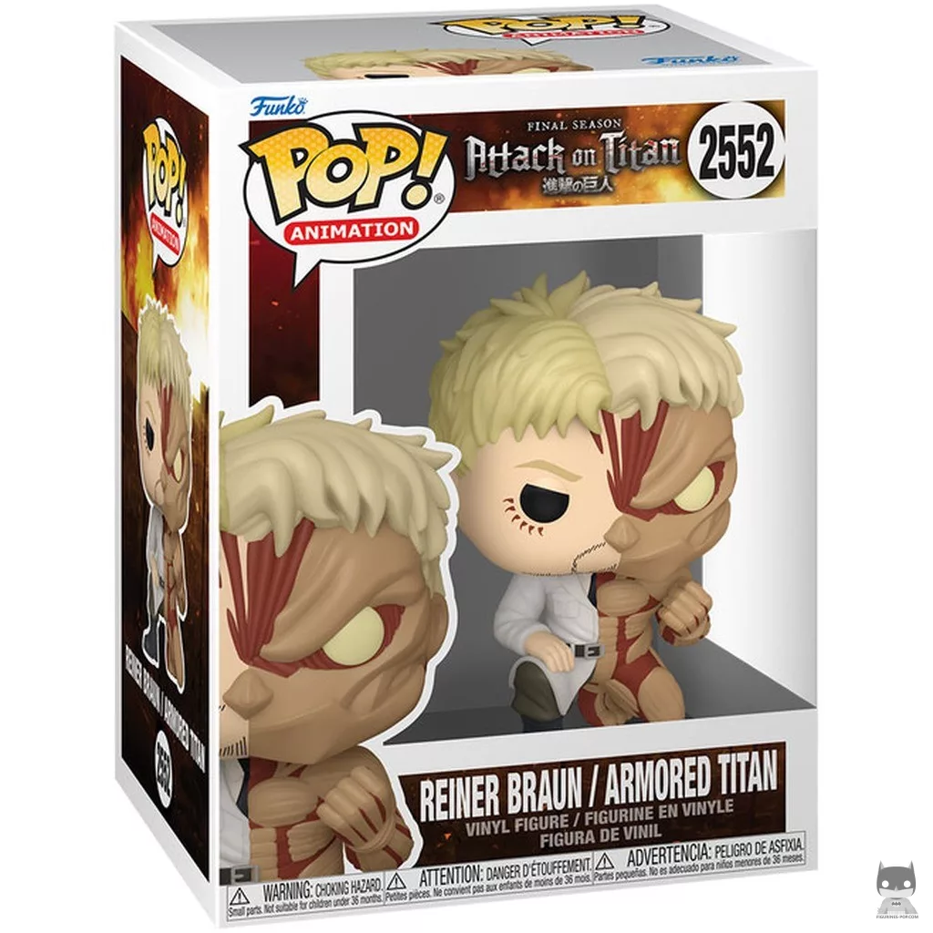 Figura Funko Pop! Reiner Braun / Titán Acorazado (Split) en su caja