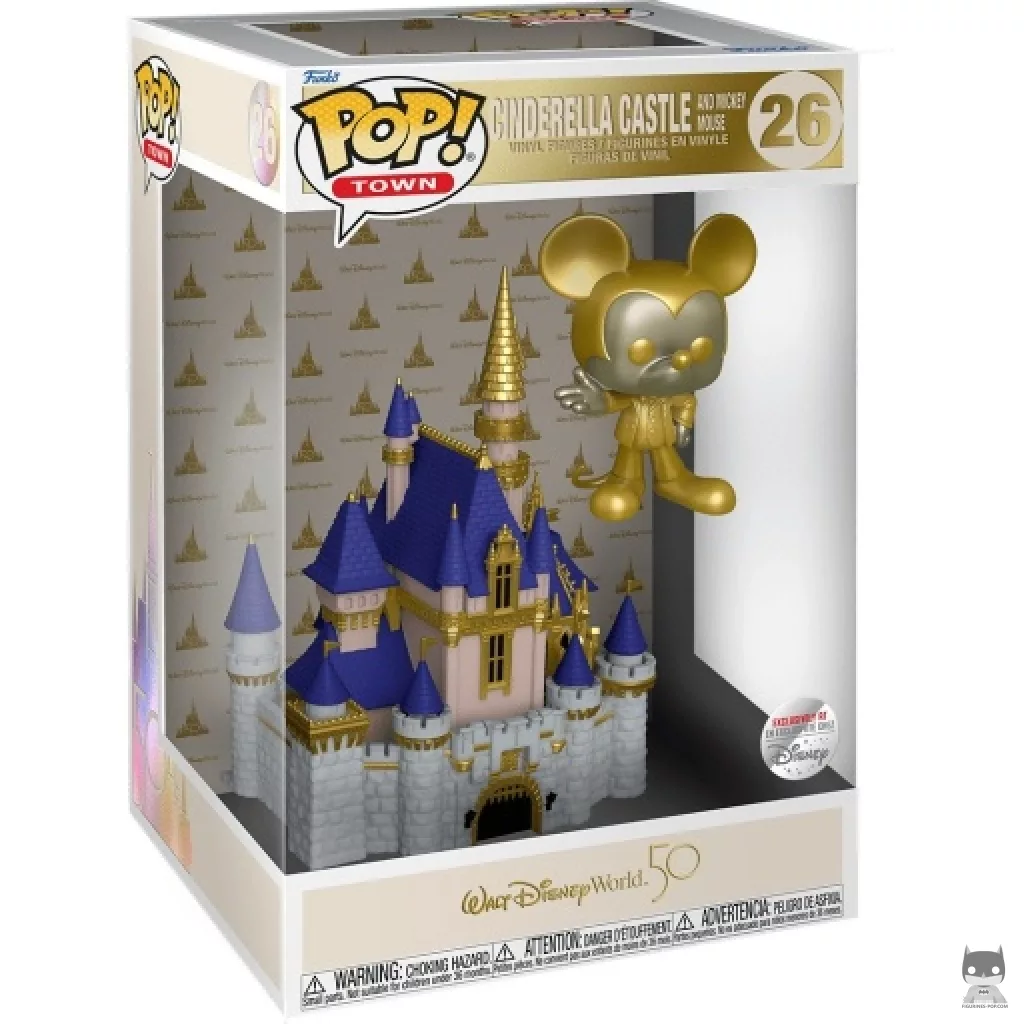 Figura Funko Pop! Castillo de Cenicienta & Mickey Mouse (Dorado) en su caja