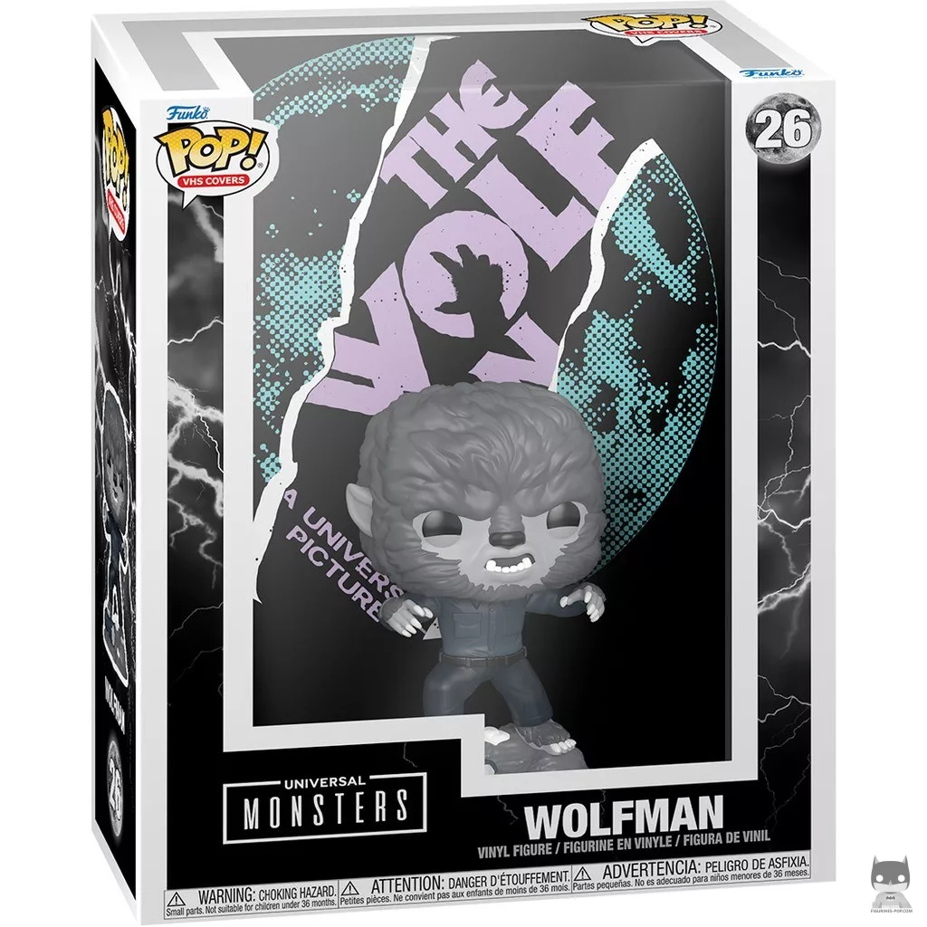 Figura Funko Pop! Portada VHS de El Hombre Lobo (Blanco y negro) en su caja