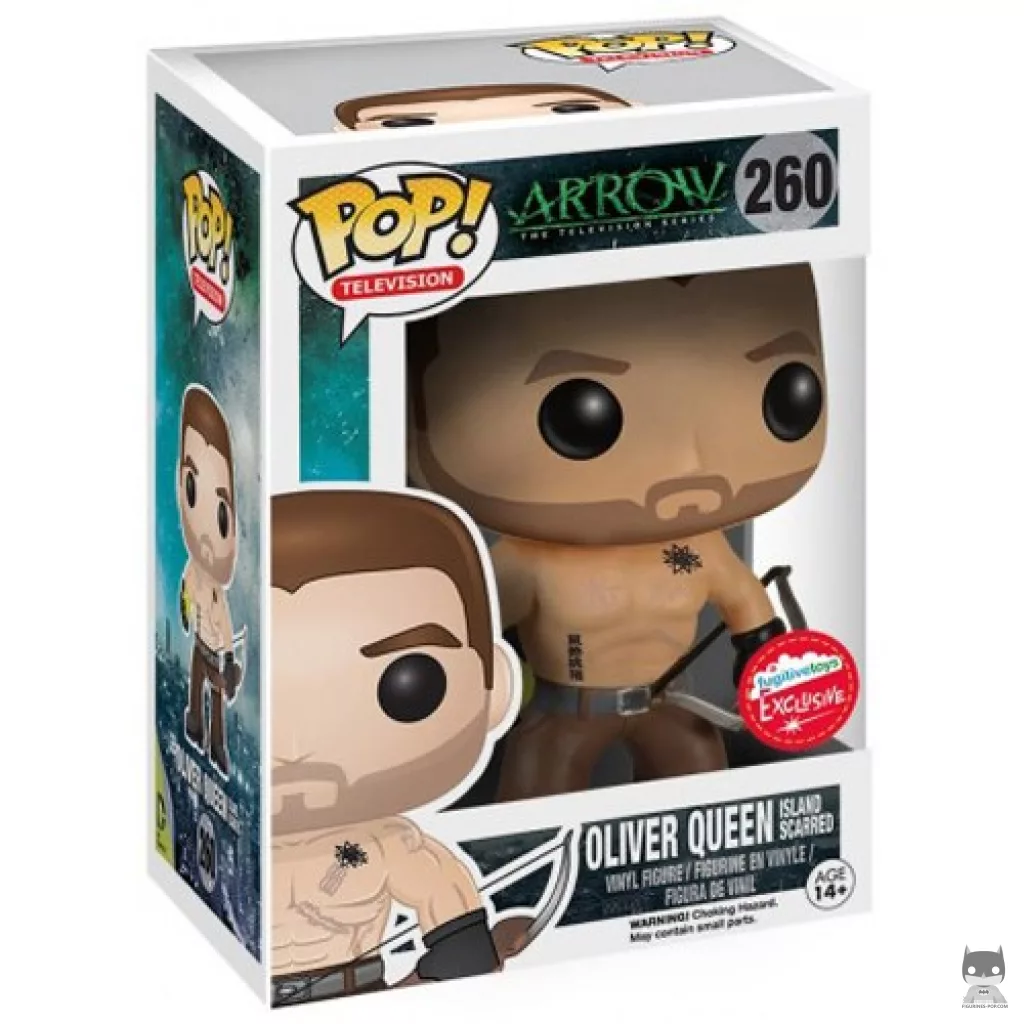 Figura Funko Pop! Oliver Queen (Cicatrices de la isla) en su caja