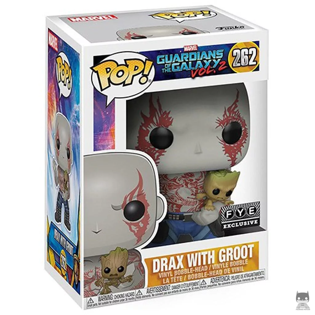 Figura Funko Pop! Drax con Baby Groot en su caja