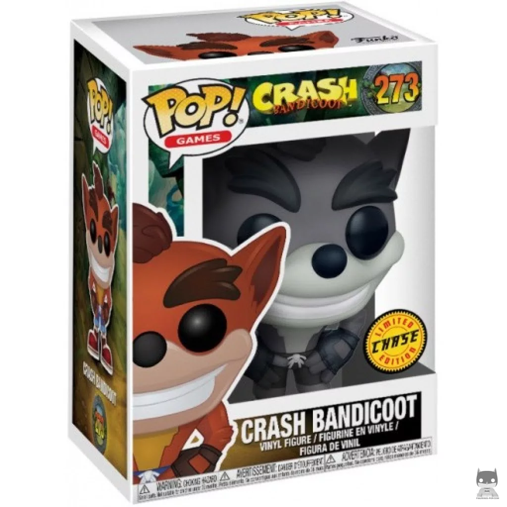 Figura Funko Pop! Crash Bandicoot (Blanco y negro) (Chase) en su caja