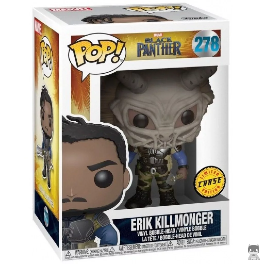 Figura Funko Pop! Erik Killmonger (Con máscara) (Chase) en su caja