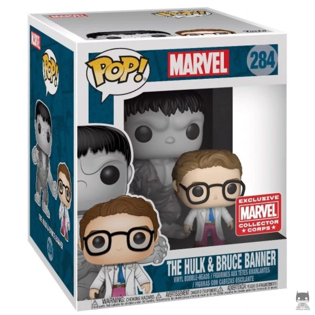 Figura Funko Pop! Hulk Gris & Bruce Banner en su caja