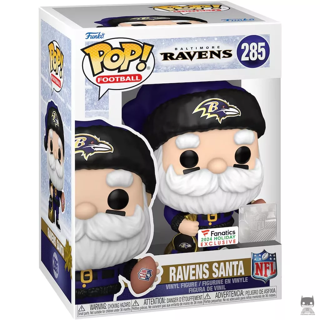 Figura Funko Pop! Papá Noel de los Ravens en su caja