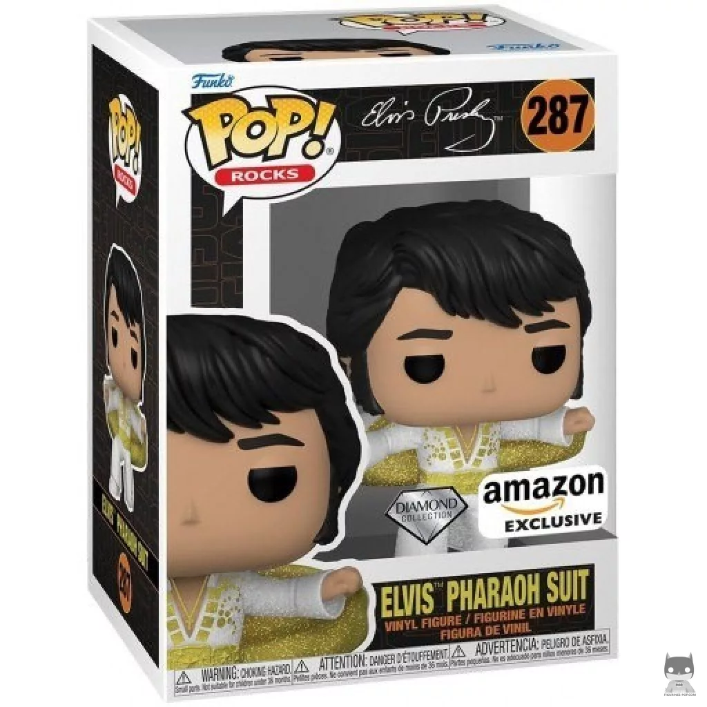 Figura Funko Pop! Elvis con traje de faraón (Purpurina diamante) en su caja