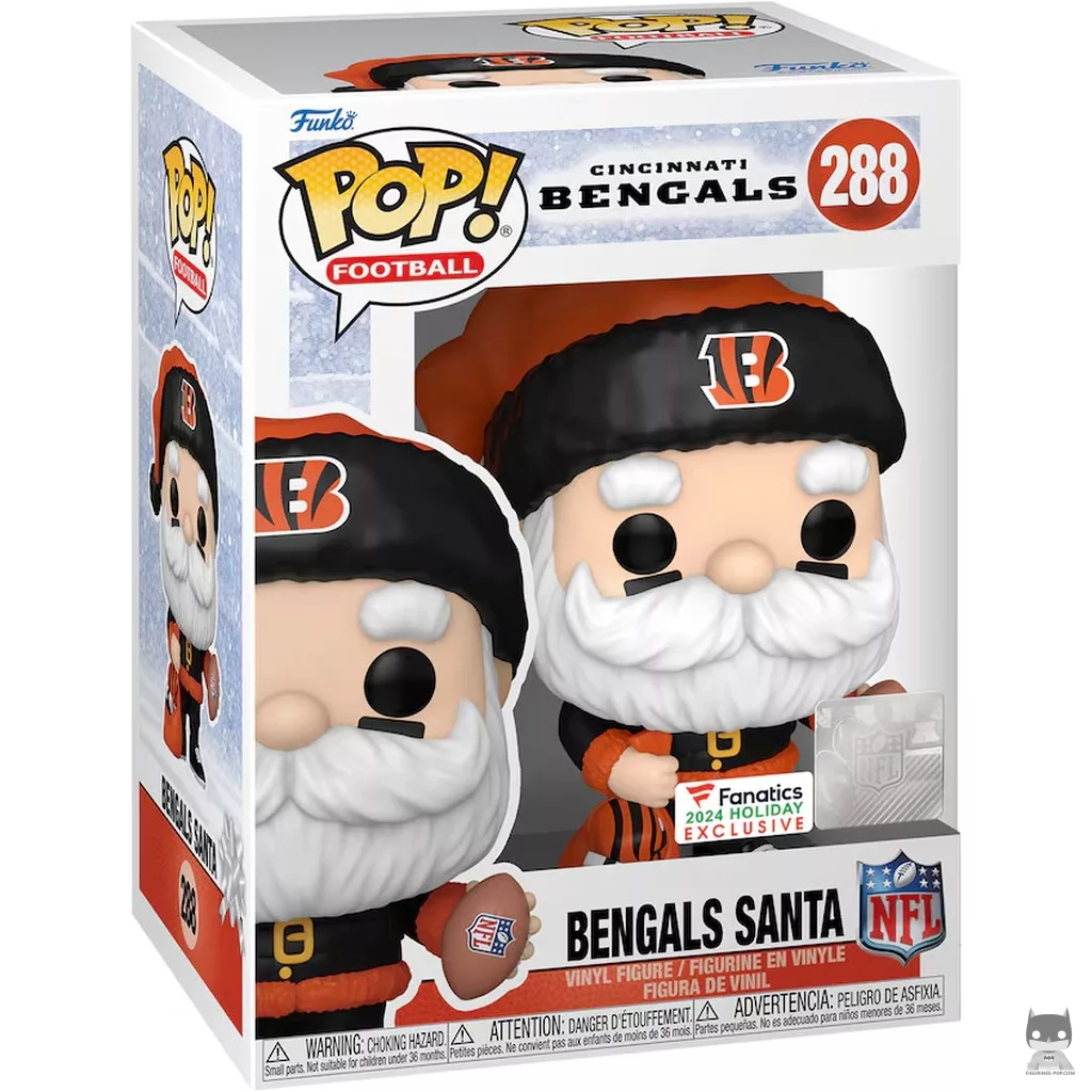 Figura Funko Pop! Papá Noel de los Bengals en su caja