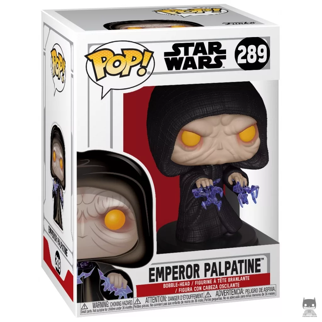 Figura Funko Pop! Emperador Palpatine con descarga eléctrica en su caja