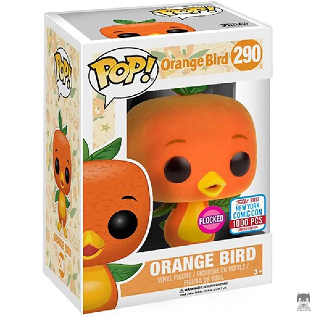 Figura Funko Pop! Pájaro Naranja (Flocado) en su caja