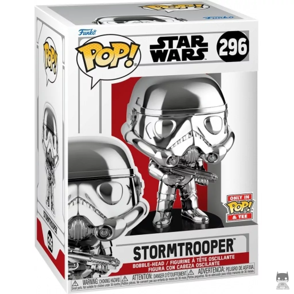 Figura Funko Pop! Stormtrooper (Plateado cromado) en su caja