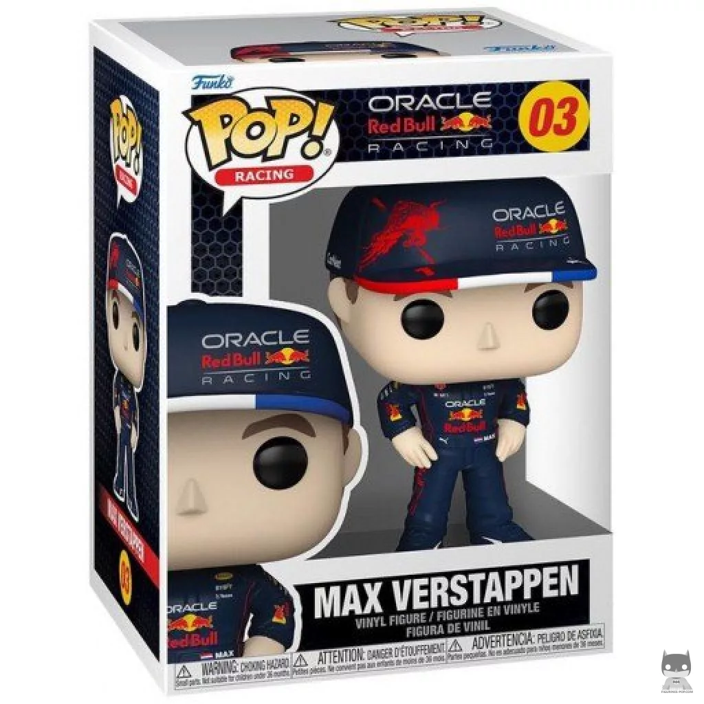 Figura Funko Pop! Max Verstappen (Oracle Red Bull Racing) en su caja