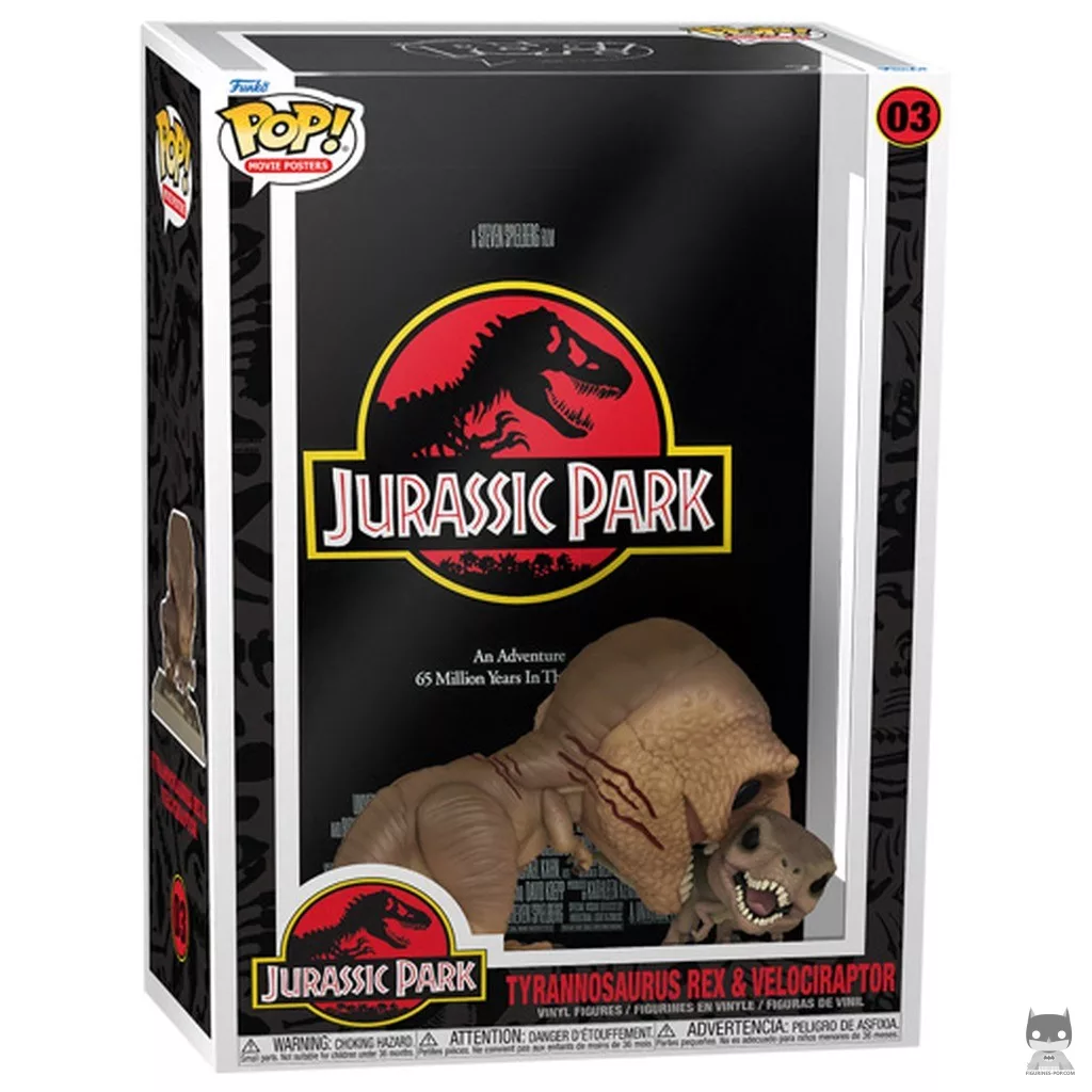 Figura Funko Pop! Tiranosaurio rex & velociraptor en su caja