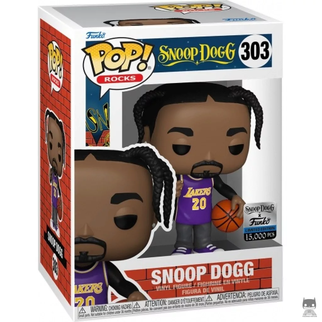 Figura Funko Pop! Snoop Dogg con camiseta de los Lakers en su caja
