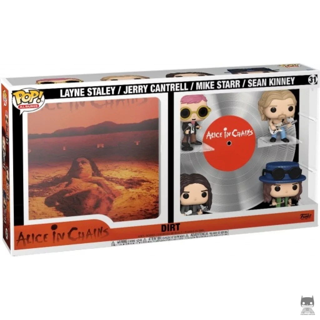 Figura Funko Pop! Alice in Chains: Dirt (Layne Staley, Jerry Cantrell, Mike Starr & Sean Kinney) en su caja