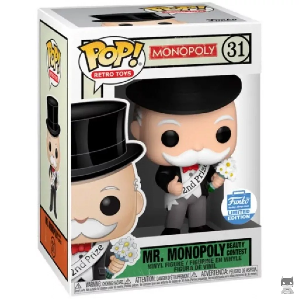 Figura Funko Pop! Mr. Monopoly concurso de belleza en su caja