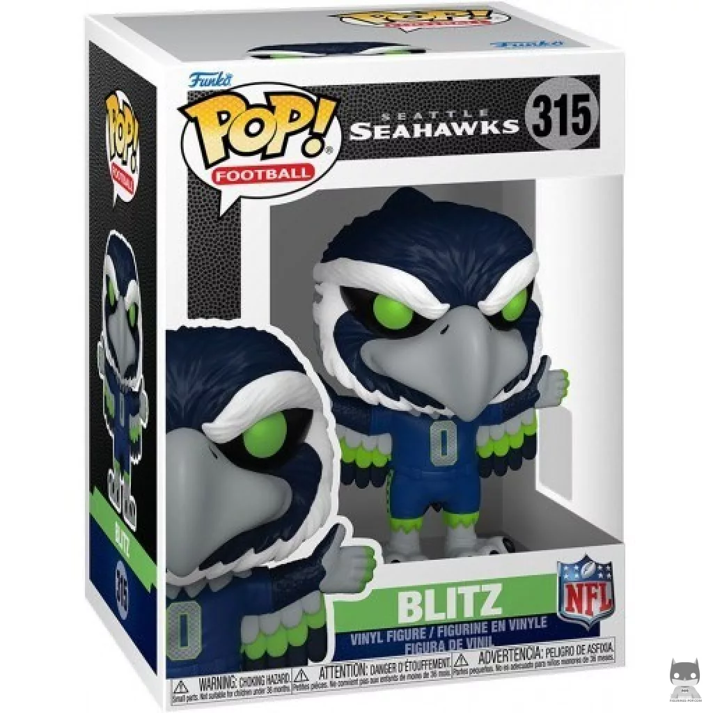 Figura Funko Pop! Blitz (Seattle Seahawks) en su caja