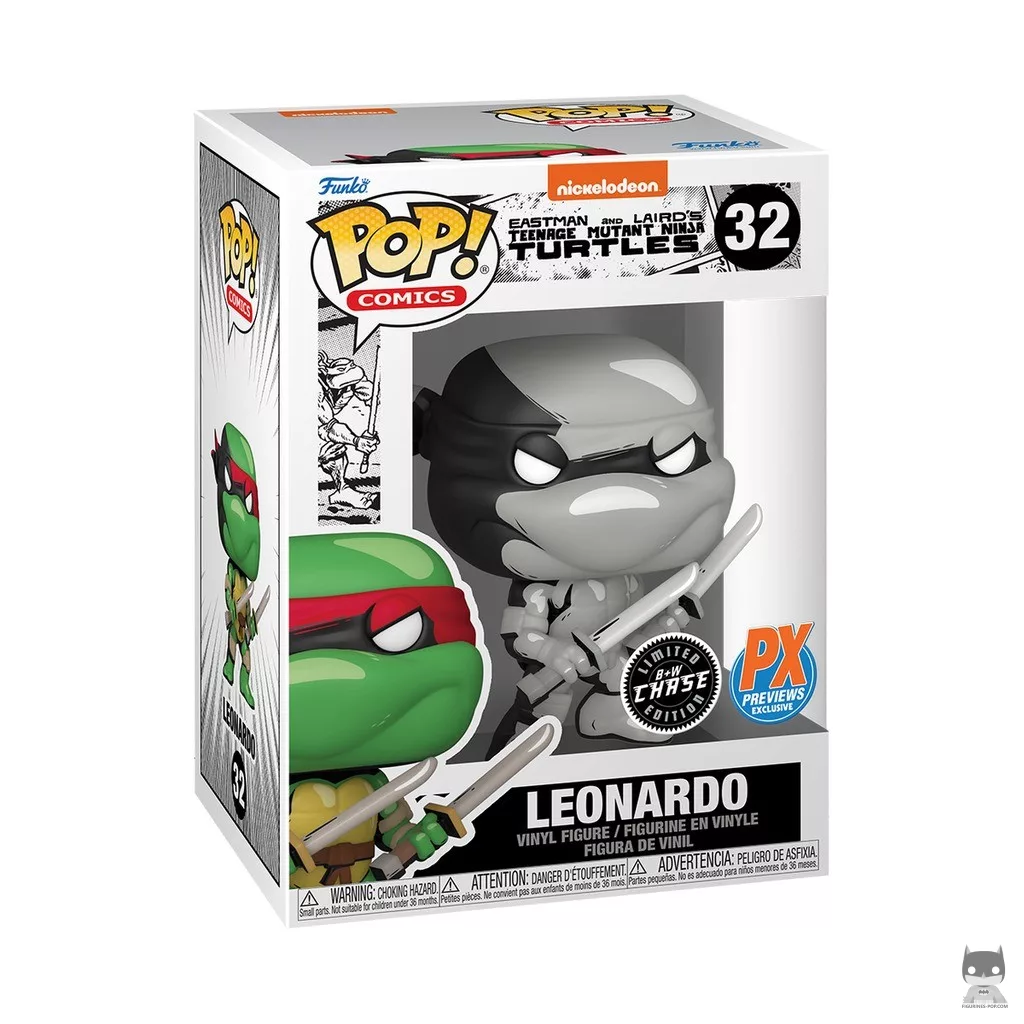 Figura Funko Pop! Leonardo (Negro & Chase blanco) en su caja