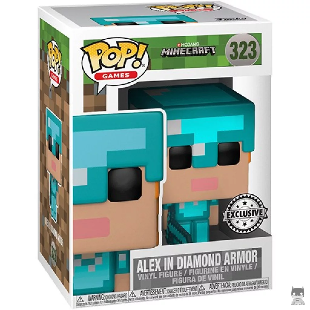 Figura Funko Pop! Alex con armadura de diamante en su caja