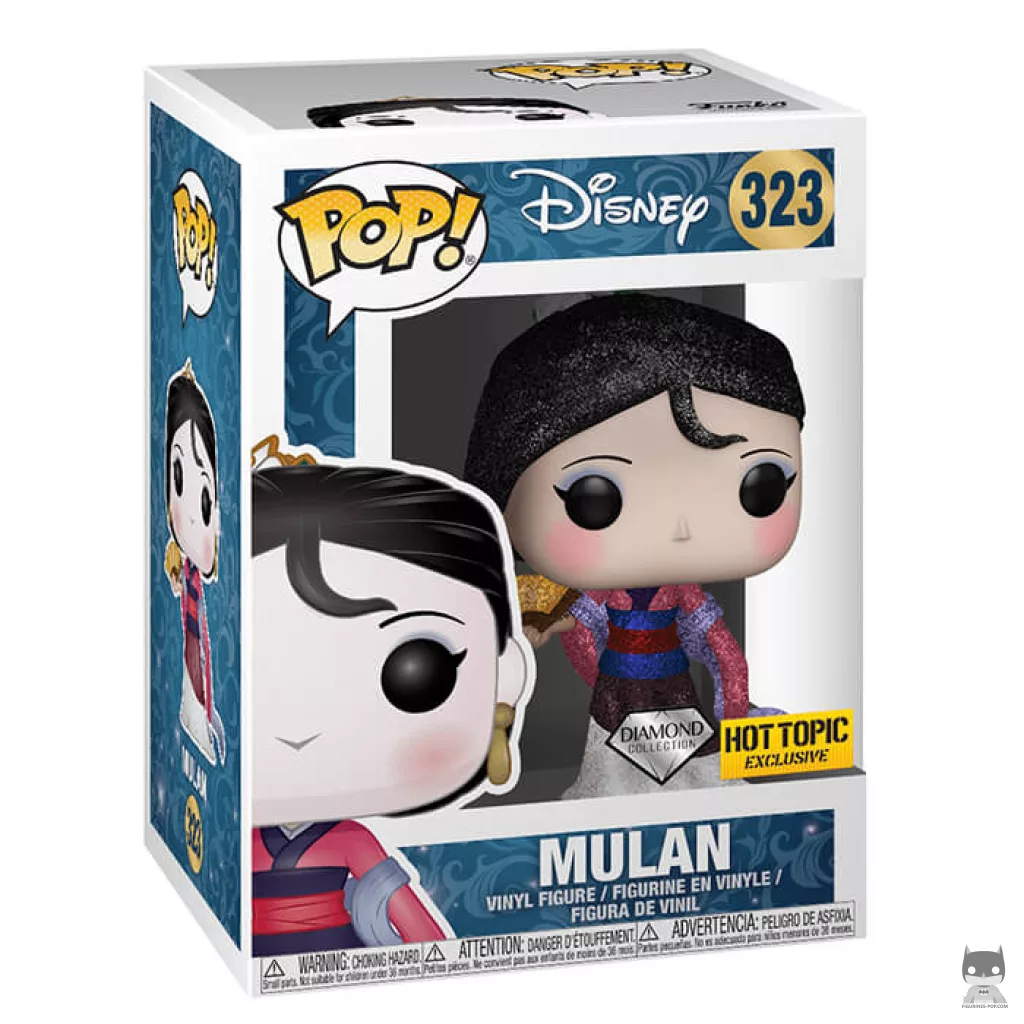 Figura Funko Pop! Mulán (Purpurina de diamante) en su caja