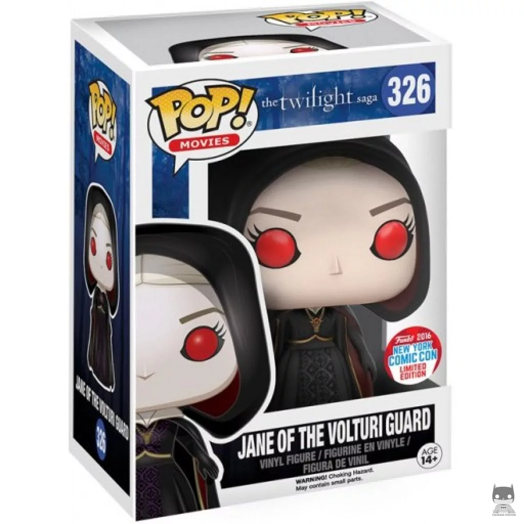 Figura Funko Pop! Jane de la guardia de los Vulturis con capucha en su caja