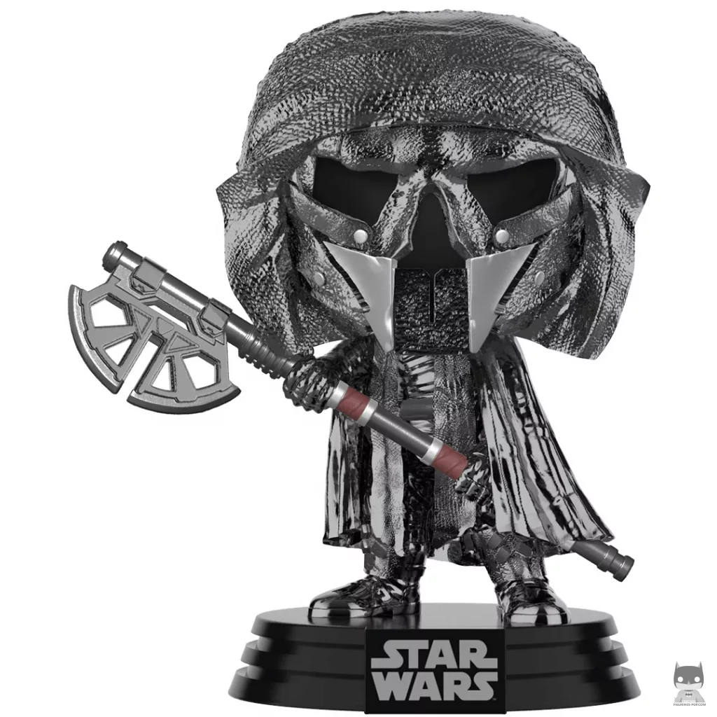 Figura Funko Pop! Caballero de Ren con hacha larga (Cromado hematita) (Star Wars: Episodio IX, El ascenso de Skywalker)