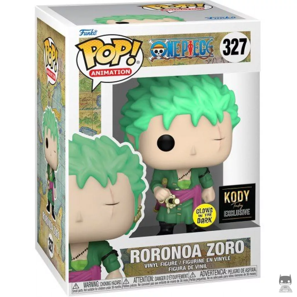 Figura Funko Pop! Roronoa Zoro (Brilla en la oscuridad) en su caja