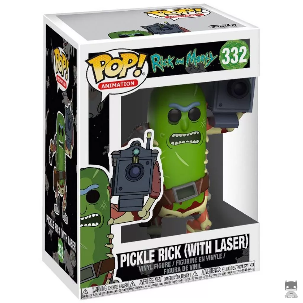 Figura Funko Pop! Pepinillo Rick con láser en su caja