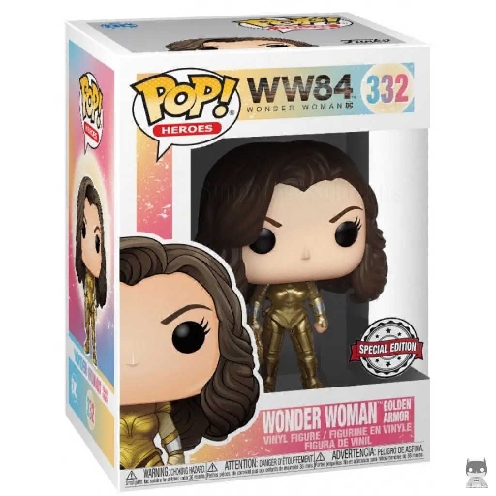 Figura Funko Pop! Wonder Woman armadura dorada (Metalizado) en su caja
