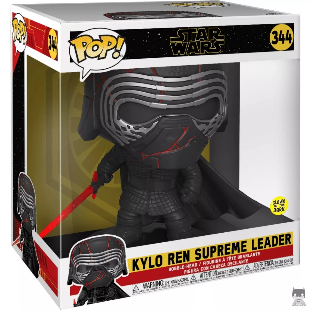 Figura Funko Pop! Líder Supremo Kylo Ren (Brilla en la oscuridad & Supersized) en su caja