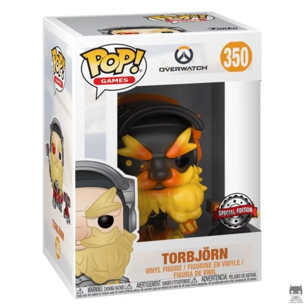 Figura Funko Pop! Torbjörn con torreta (Aspecto Molten Core) en su caja