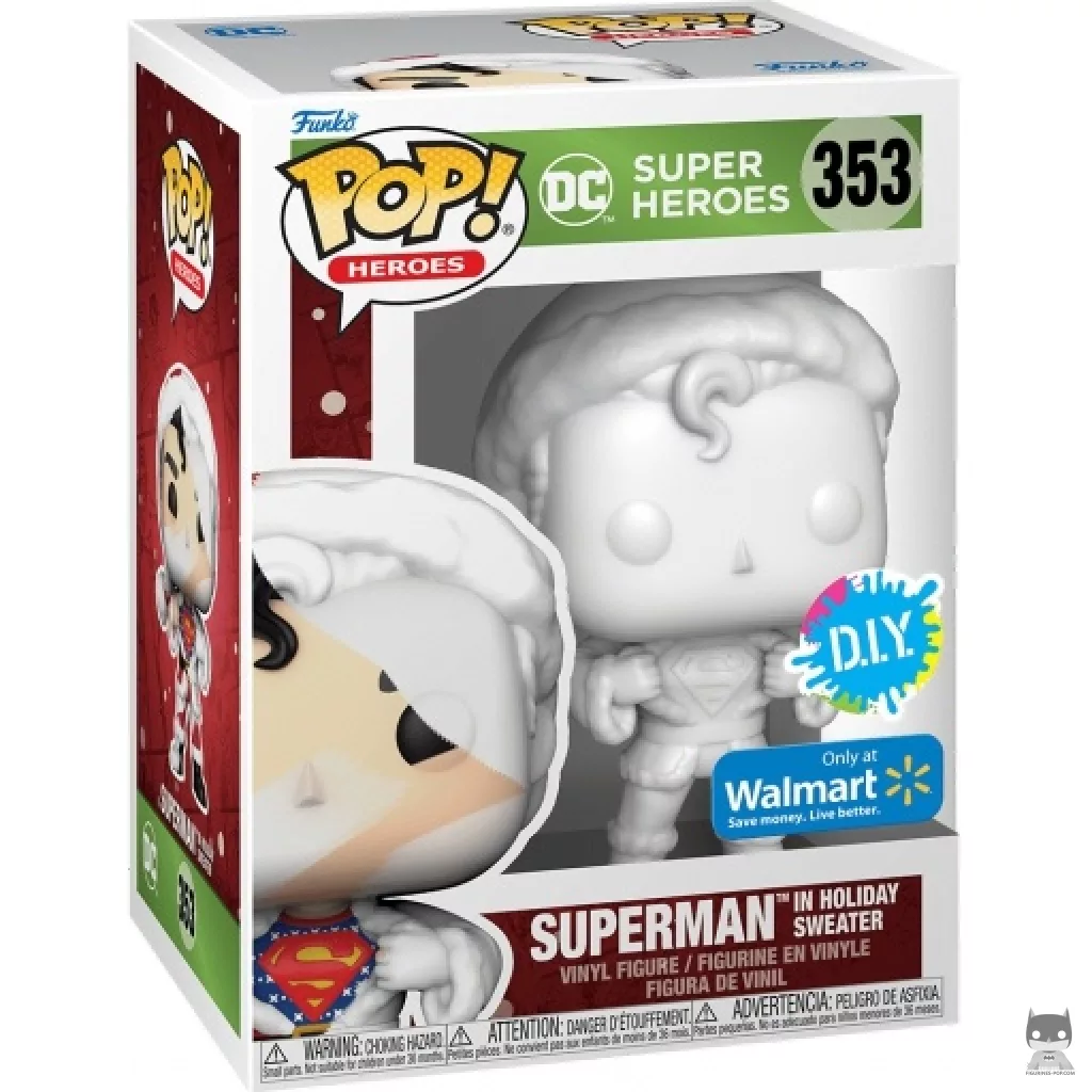Figura Funko Pop! Superman con jersey navideño (DIY) en su caja