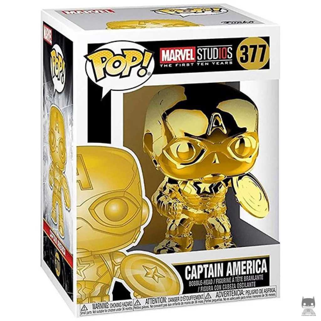 Figura Funko Pop! Capitán América (Dorado) en su caja