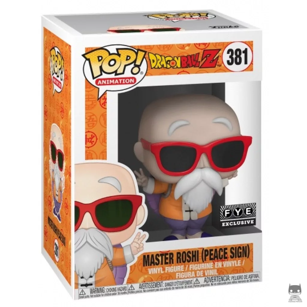 Figura Funko Pop! Muten Roshi haciendo el signo de la paz en su caja