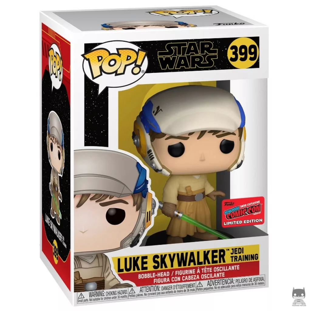 Figura Funko Pop! Luke Skywalker entrenamiento Jedi en su caja